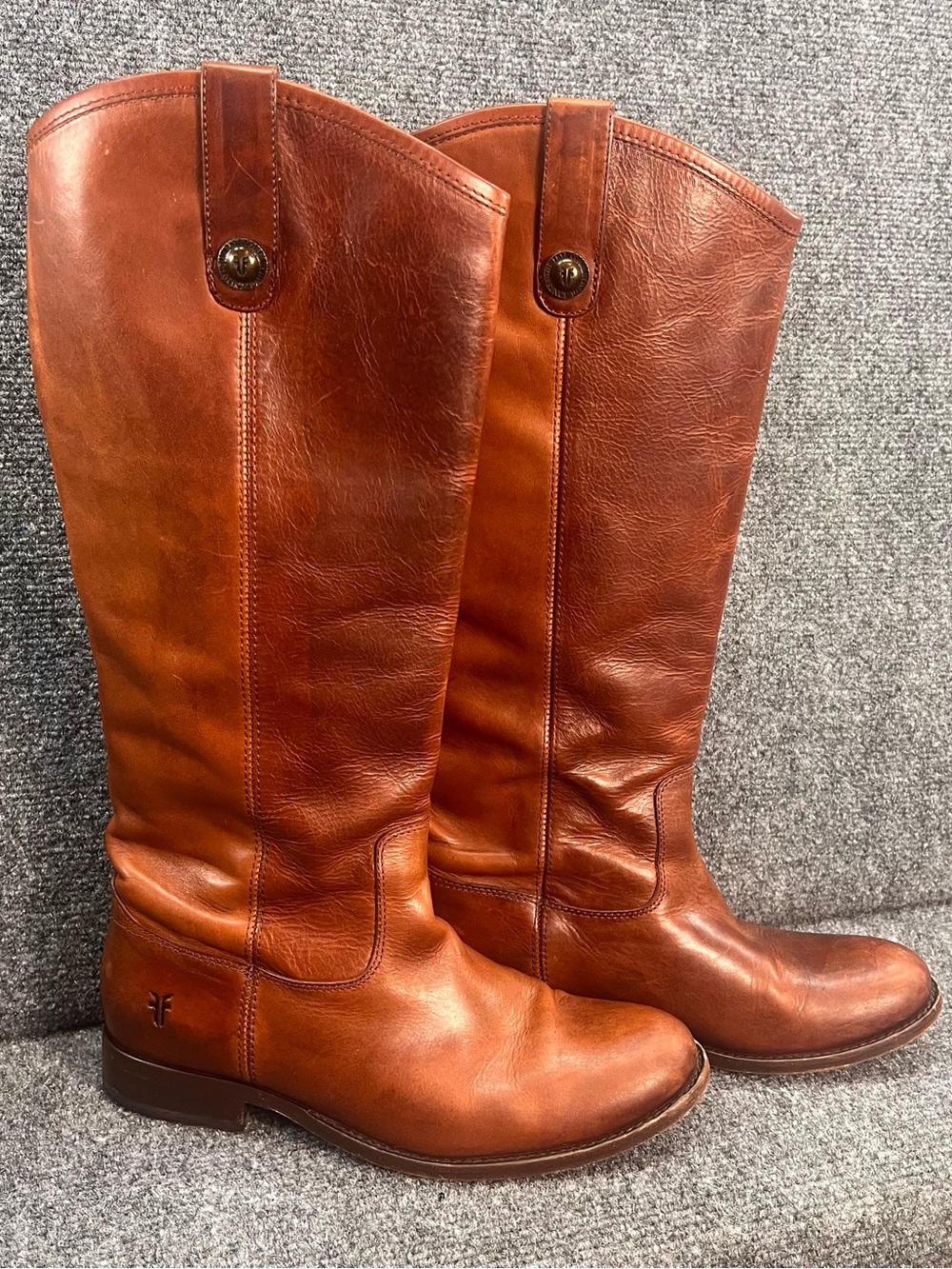 Frye Women's Melissa Boots 7.5B Button Cognac Leather Tall Equestrian (#77167)